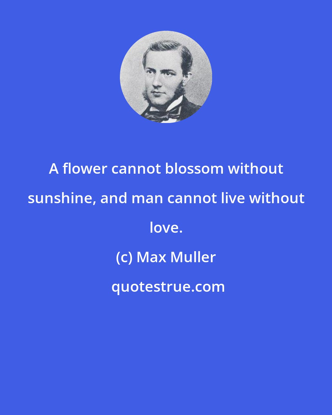 Max Muller: A flower cannot blossom without sunshine, and man cannot live without love.