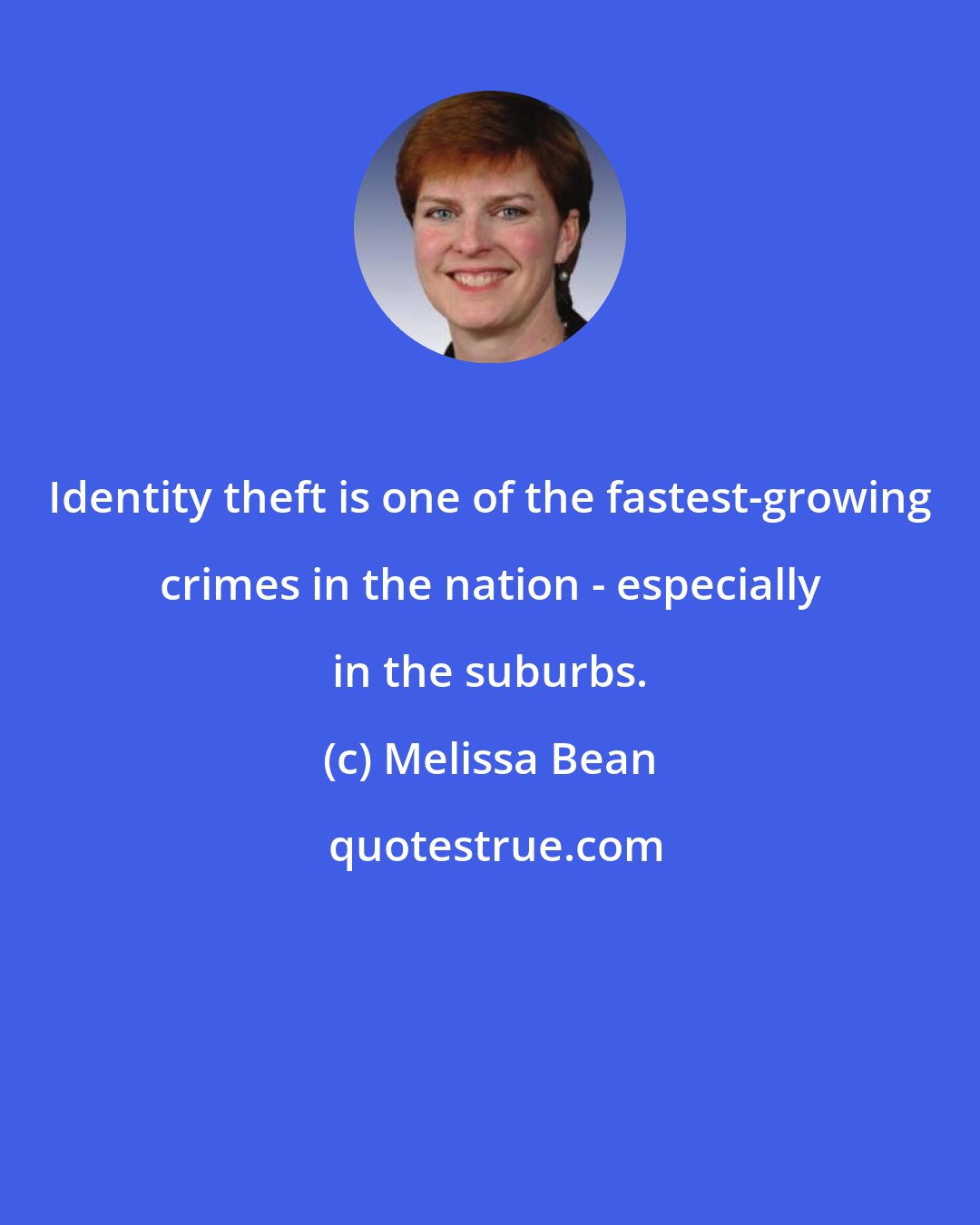 Melissa Bean: Identity theft is one of the fastest-growing crimes in the nation - especially in the suburbs.