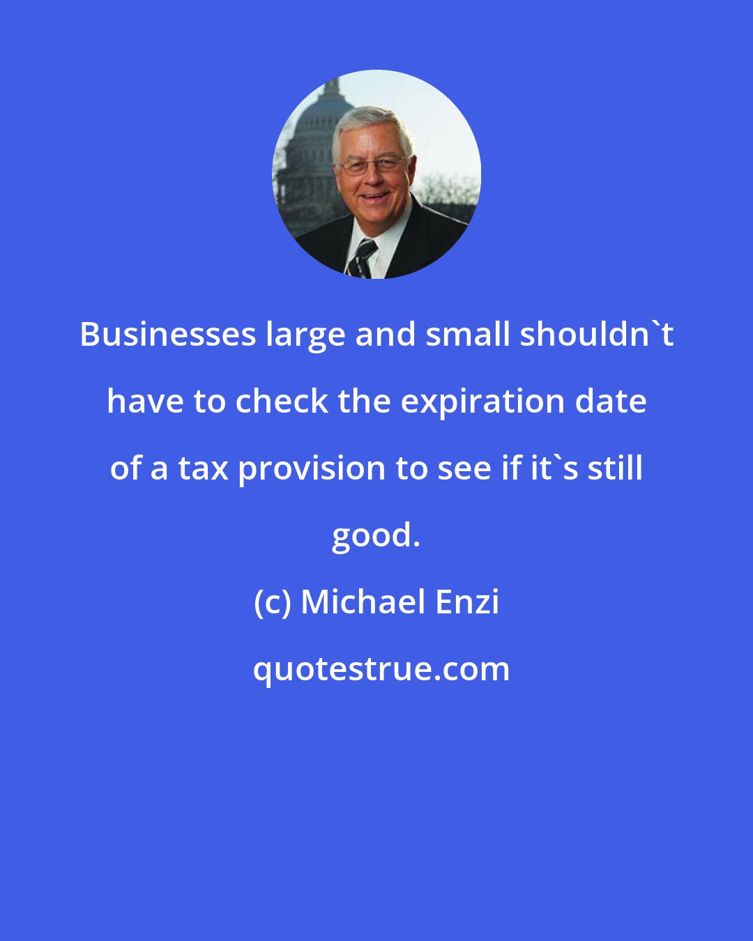 Michael Enzi: Businesses large and small shouldn't have to check the expiration date of a tax provision to see if it's still good.