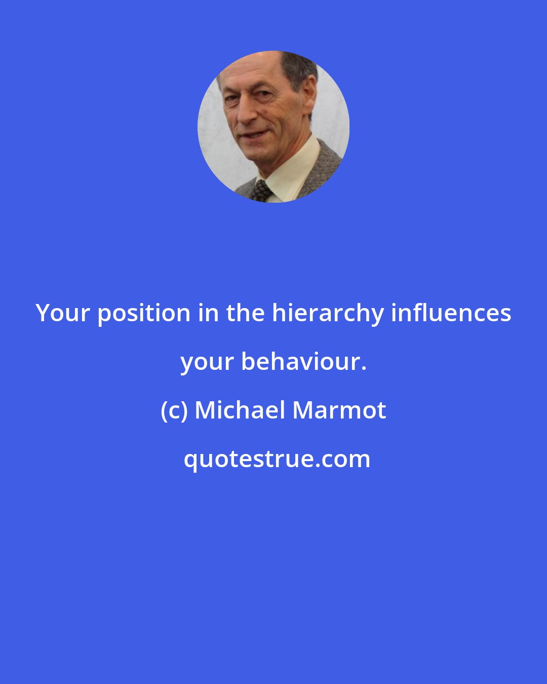 Michael Marmot: Your position in the hierarchy influences your behaviour.